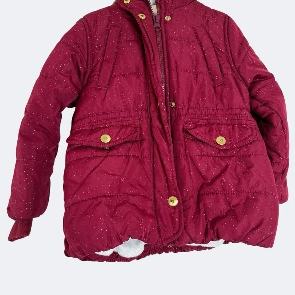 Carter's Kids Red Quilted Lined Hooded Jacket 3T Girls